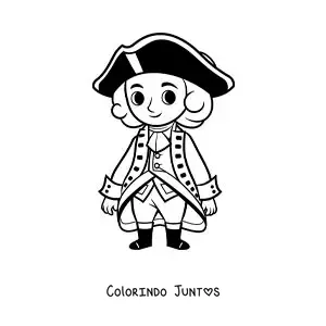 Desenho para colorir do presidente George Washington kawaii