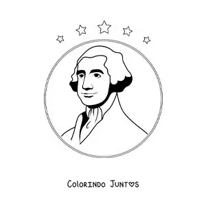 Desenho para colorir de George Washington fácil com estrelas