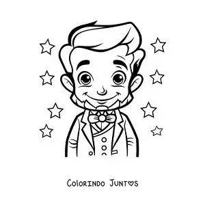 Desenho para colorir de Abraham Lincoln kawaii