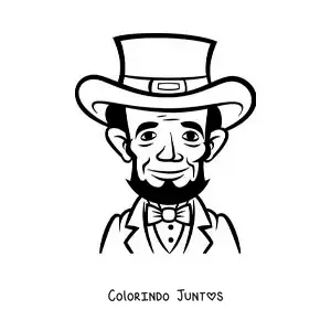 Desenho para colorir de Abraham Lincoln animado com cartola