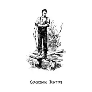 Desenho para colorir de Abraham Lincoln cortando uma árvore