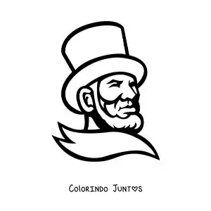 Desenho para colorir de Abraham Lincoln fácil com chapéu