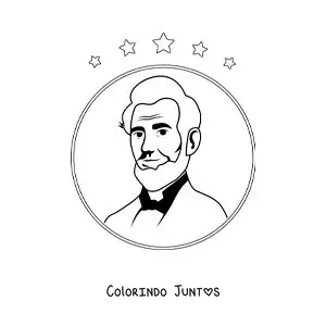Desenho para colorir de Abraham Lincoln com estrelas