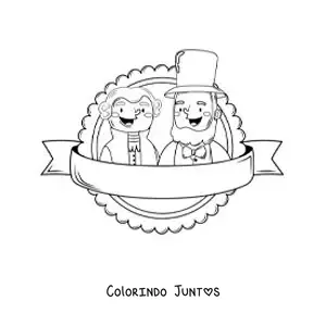 Desenho para colorir de Abraham Lincoln e George Washington animados