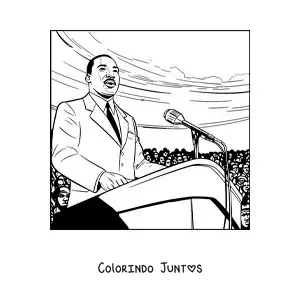 Desenho para colorir de Martin Luther King fazendo um discurso