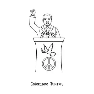 Desenho para colorir de Martin Luther King animado em seu discurso I have a dream