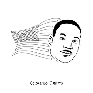 Desenho para colorir de Martin Luther King animado com a bandeira dos EUA