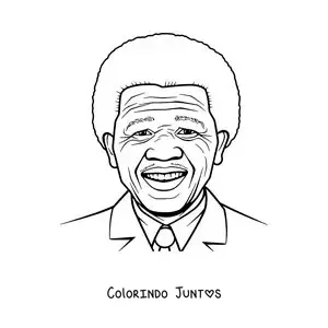 Desenho para colorir de um retrato fácil de Nelson Mandela