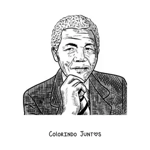 Desenho para colorir de um retrato realista de Nelson Mandela