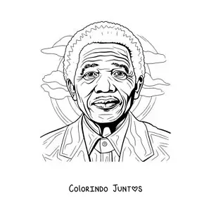 Desenho para colorir de um retrato de Nelson Mandela