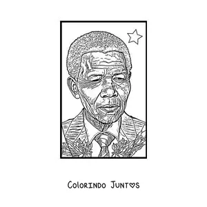 Desenho para colorir do rosto de Nelson Mandela
