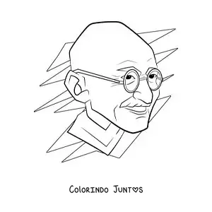 Desenho para colorir de um retrato de Mahatma Gandhi fácil