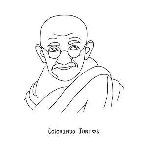 Desenho para colorir de um retrato de Mahatma Gandhi