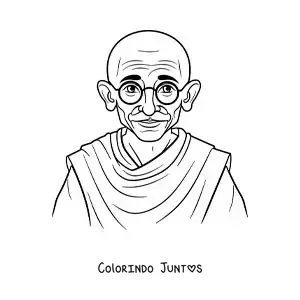 Desenho para colorir de um retrato de Mahatma Gandhi animado