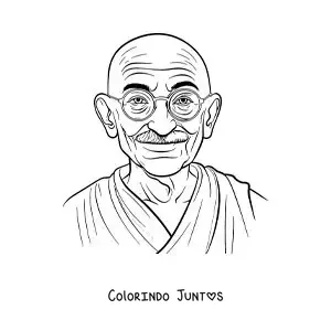 Desenho para colorir de Mahatma Gandhi sorrindo