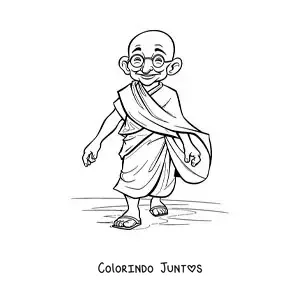 Desenho para colorir de Mahatma Gandhi caminhando
