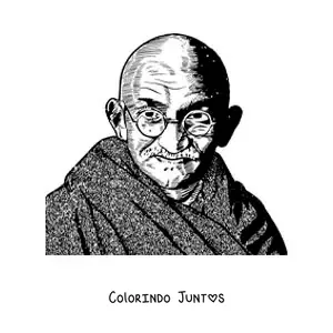 Desenho para colorir de um retrato de Mahatma Gandhi realista