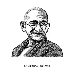 Desenho para colorir do rosto de Mahatma Gandhi
