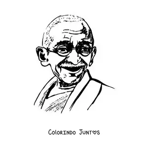 Desenho para colorir do rosto de Gandhi