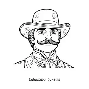 Desenho para colorir de Emiliano Zapata animado com chapéu