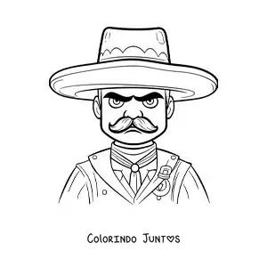 Desenho para colorir do revolucionário Emiliano Zapata