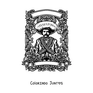 Desenho para colorir de Emiliano Zapata na Revolução Mexicana