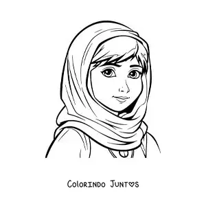 Desenho para colorir de Malala Yousafzai animada estilo anime