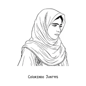 Desenho para colorir de um retrato fácil de Malala Yousafzai