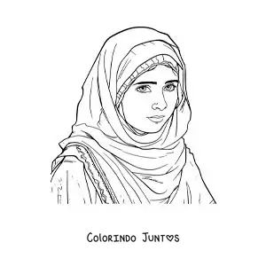 Desenho para colorir de um retrato de Malala, a vencedora do Prêmio Nobel