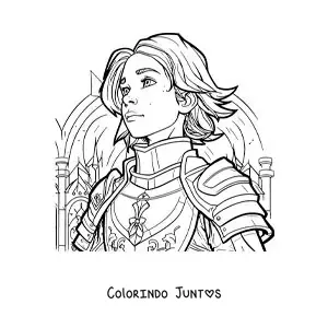 Desenho para colorir de Joana d'Arc animada com sua armadura