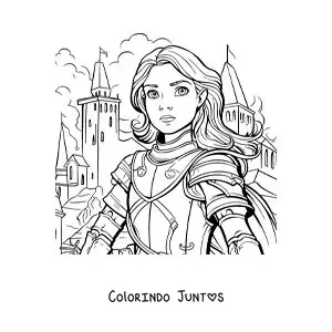 Desenho para colorir de Joana d'Arc com sua armadura