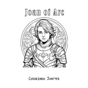 Desenho para colorir de Joana d'Arc animada com seu nome