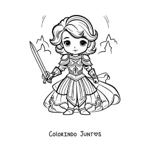 Desenho para colorir de Santa Joana d'Arc kawaii