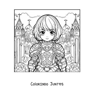 Desenho para colorir de Santa Joana d'Arc kawaii estilo anime