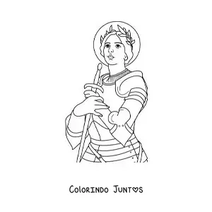 Desenho para colorir de Santa Joana d'Arc e sua espada