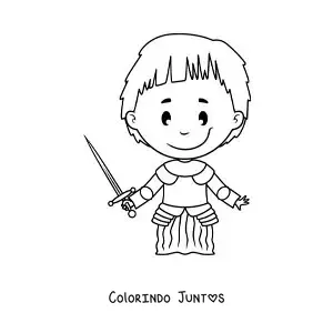 Desenho para colorir de Joana d'Arc animada fácil para crianças
