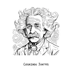 Desenho para colorir de um retrato realista de Albert Einstein