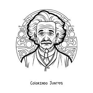 Desenho para colorir de Albert Einstein, o cientista, animado