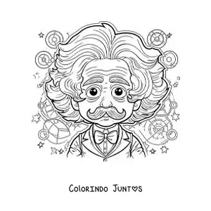 Desenho para colorir de Albert Einstein animado para crianças