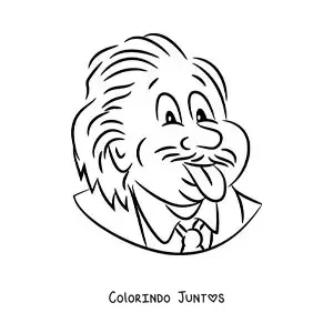 Desenho para colorir infantil de Albert Einstein mostrando a língua