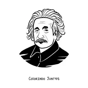 Desenho para colorir de um retrato fácil de Albert Einstein
