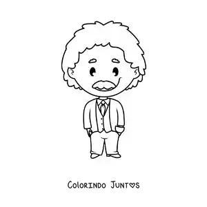 Desenho para colorir de Albert Einstein animado fácil para crianças