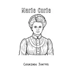 Desenho para colorir de Marie Curie animada com seu nome