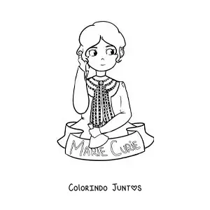Desenho para colorir de Marie Curie animada para crianças