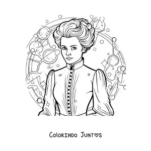 Desenho para colorir da cientista Marie Curie animada