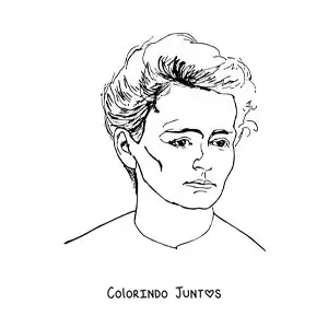 Desenho para colorir de um retrato de Marie Curie