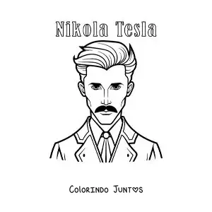 Desenho para colorir de Nikola Tesla animado com seu nome