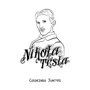 Desenho para colorir de Nikola Tesla com seu nome