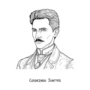 Desenho para colorir de um retrato de Nikola Tesla