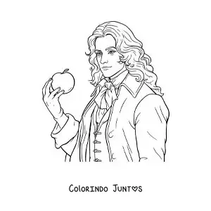Desenho para colorir de um retrato de Isaac Newton animado estilo anime